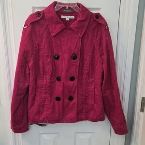 Tommy Hilfiger Women's Pink Pea Coat Style Corduroy Jacket, Size XL (0912)